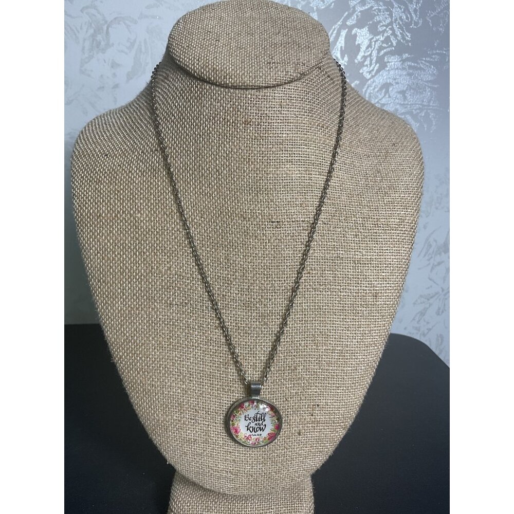 Be Still And Know Pendant Necklace With Chain & Lobster Clasp